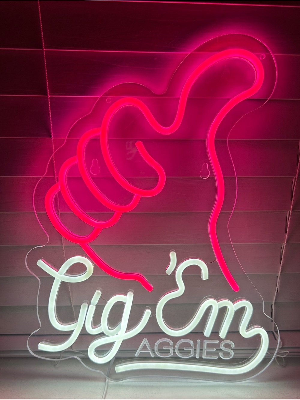 Gig 'Em Aggies Neon Wall Sign - Pink and White